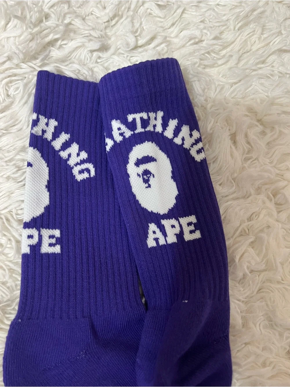 BAPE A Bathing Ape Head Embroidered Crew Socks 8-11 men’s or women’s